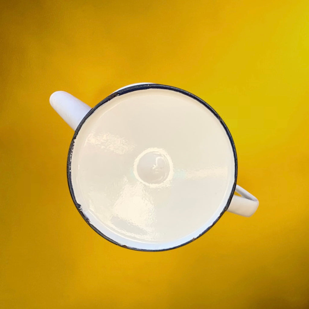 Duo Cafetière et Passoire en Tôle Émaillée Décor Oies - Années 80