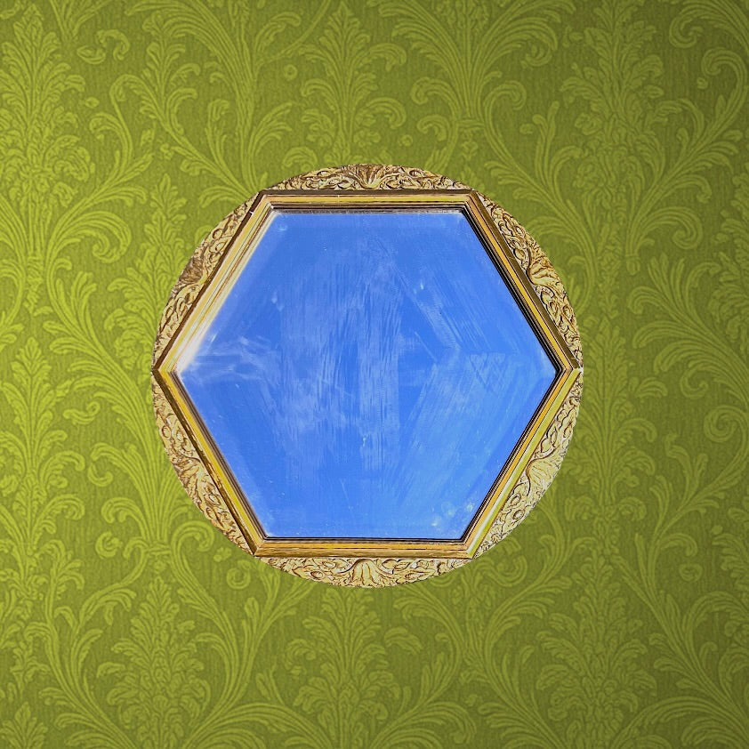 miroir-mural-ancien-dore-glace-hexagonale-biseautee