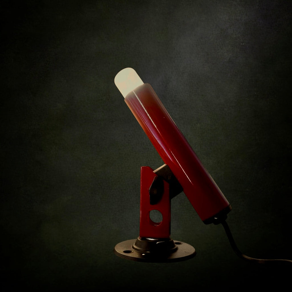 Lampe Spot Orientable Space Age en Métal Laqué Rouge et Noir - Années 70-80