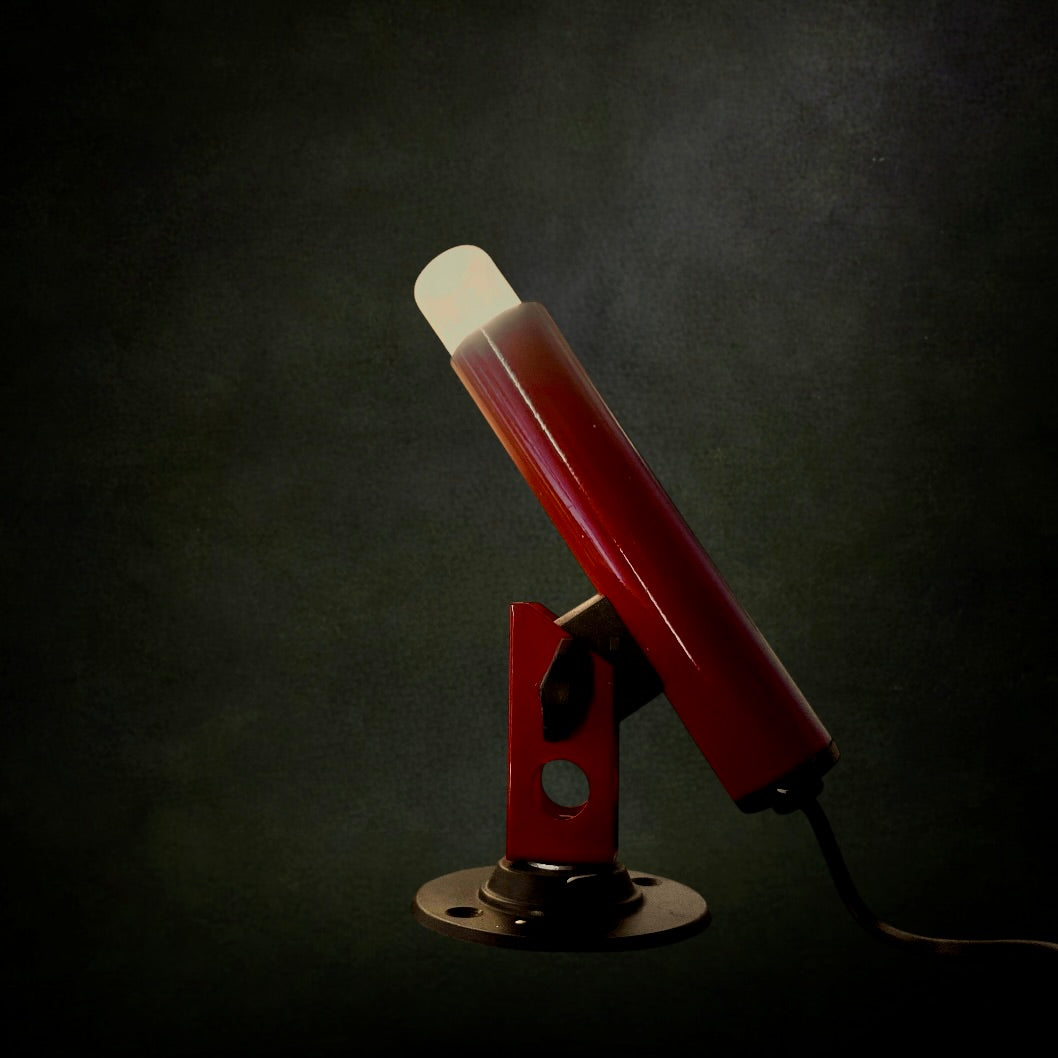 Lampe Spot Orientable Space Age en Métal Laqué Rouge et Noir - Années 70-80