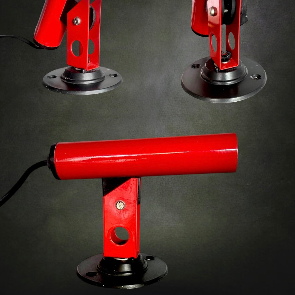 Lampe Spot Orientable Space Age en Métal Laqué Rouge et Noir - Années 70-80