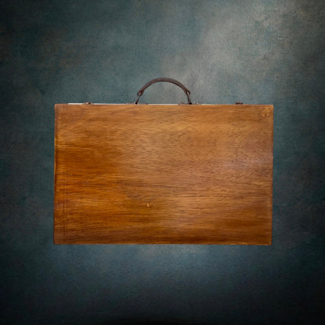 Mallette Plate Ancienne en Bois à Poignée en Cuir - Années 30-50
