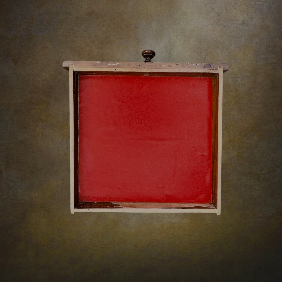Coffret de Bureau Ancien en Bois à Tiroir Doublé Rouge - Circa 1900