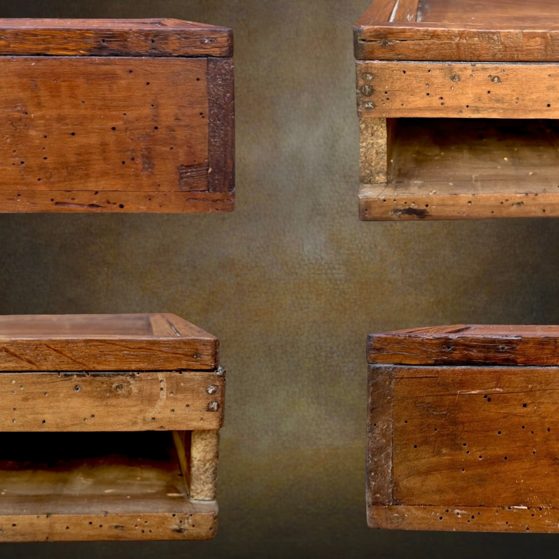 Coffret de Bureau Ancien en Bois à Tiroir Doublé Rouge - Circa 1900