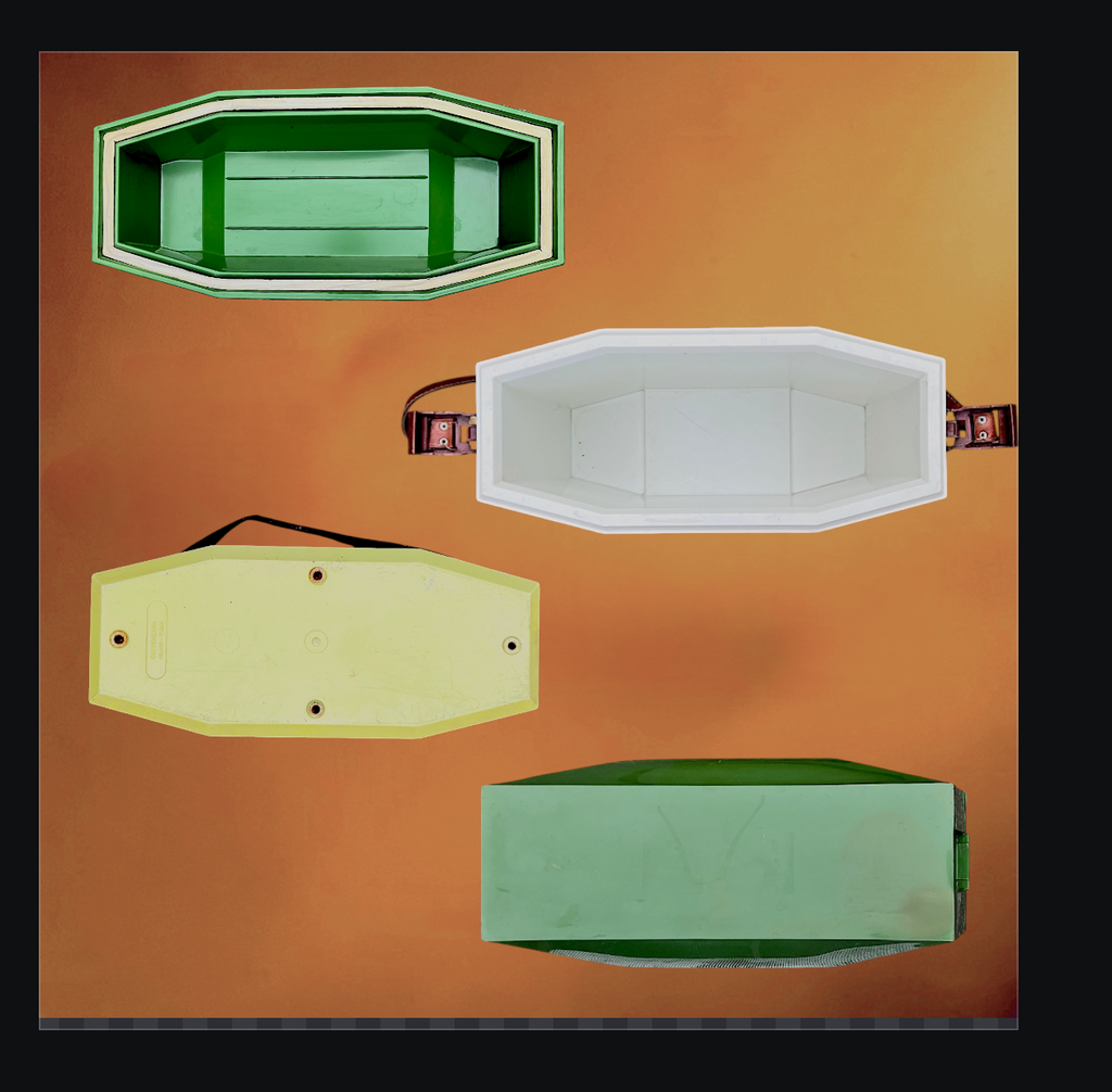 Glacière de Pique-Nique Giovenzana en Plastique Jaune et Vert - Années 70