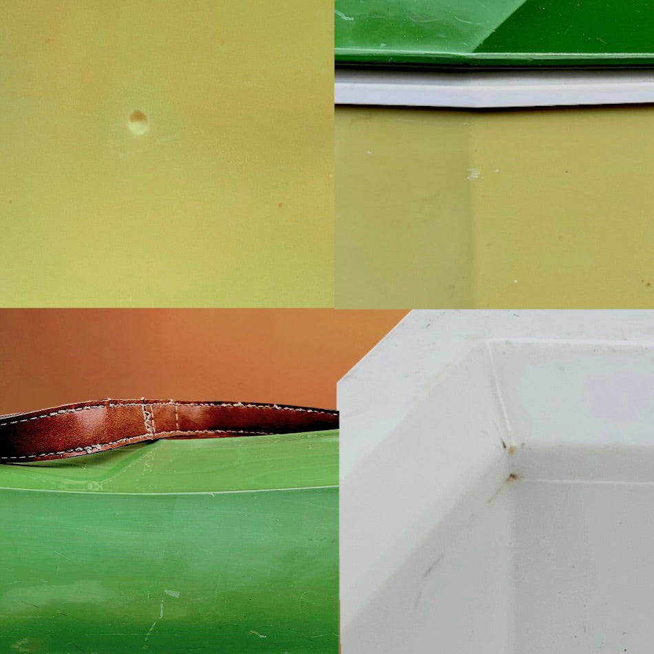 Glacière de Pique-Nique Giovenzana en Plastique Jaune et Vert - Années 70
