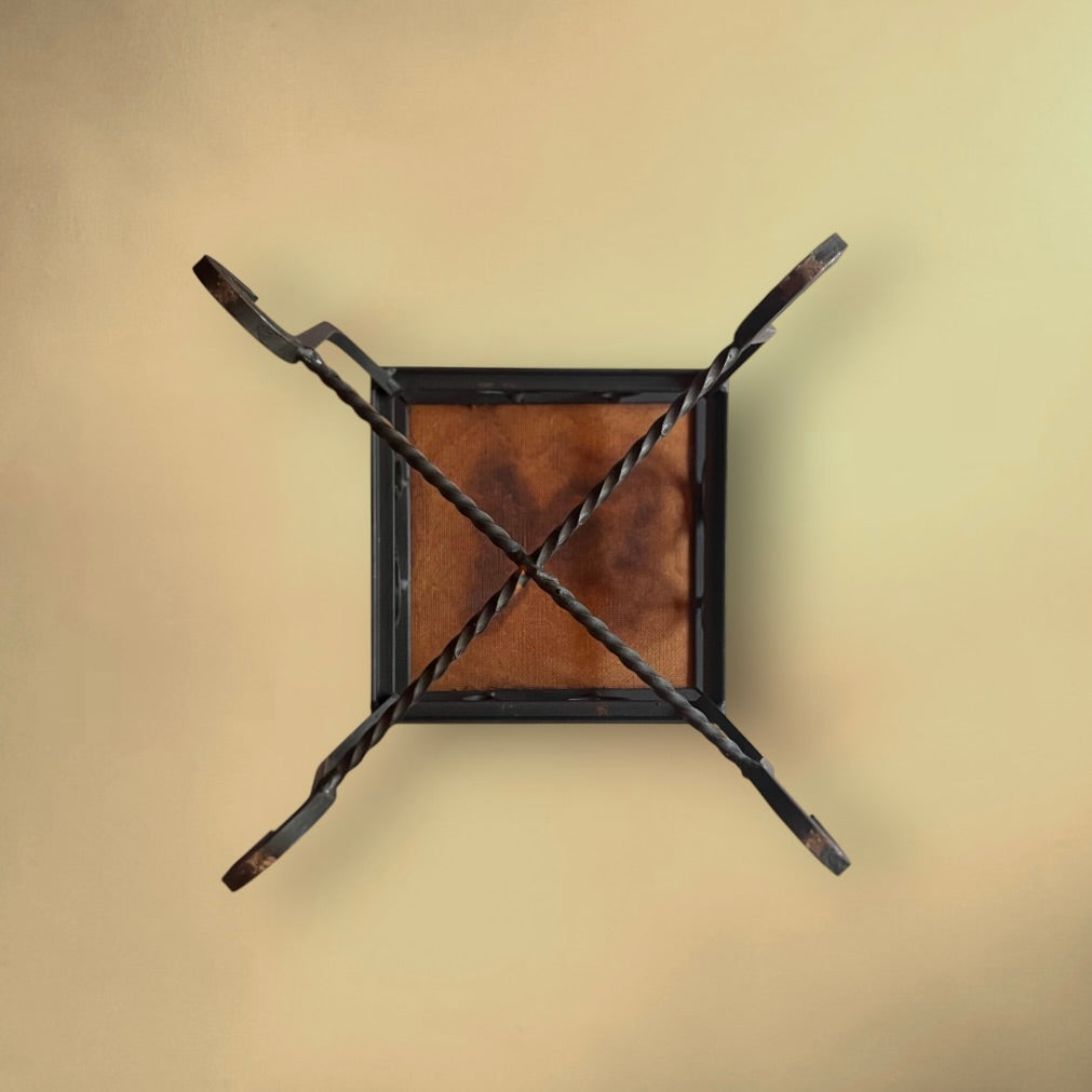 Table d’Appoint en Fer Forgé et Carreaux de Céramique Orange - Années 60-70