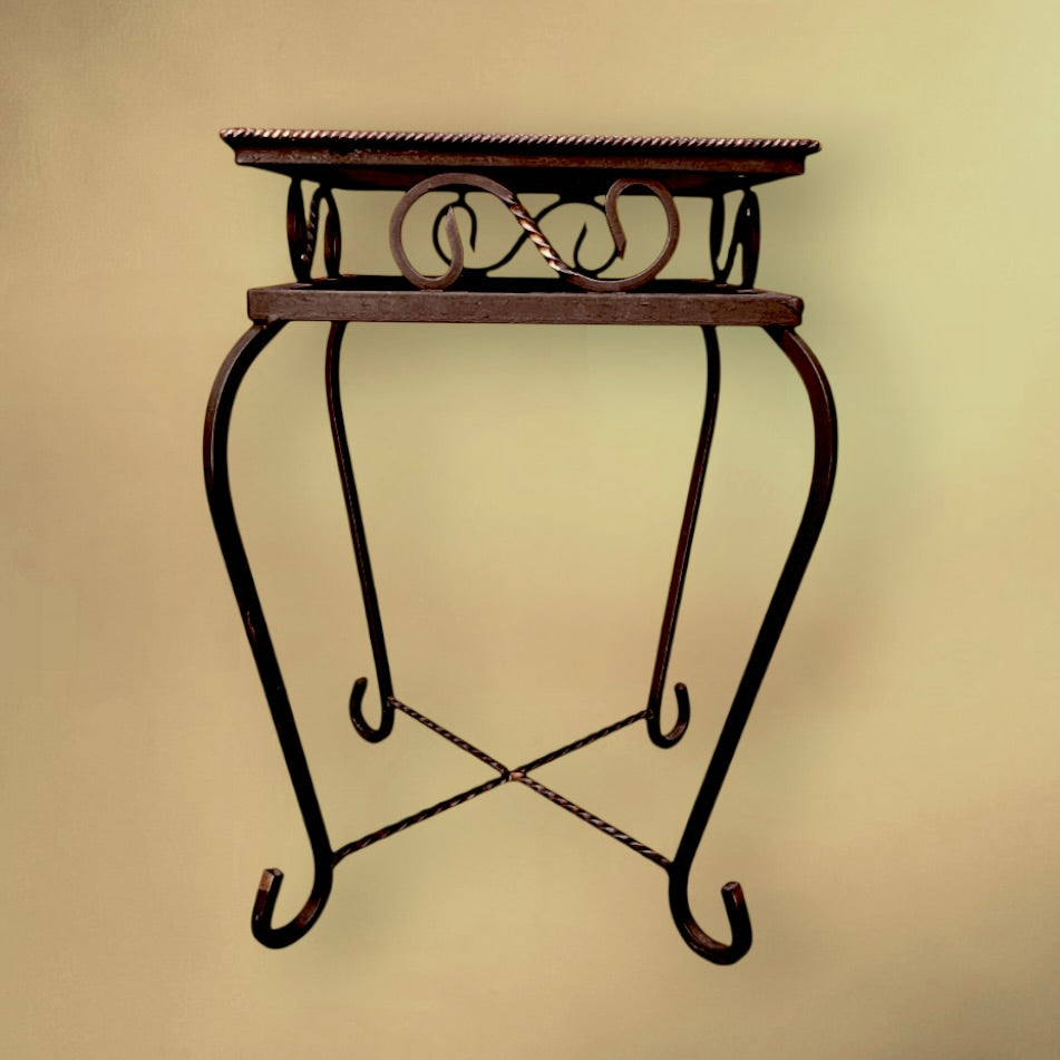 Table d’Appoint en Fer Forgé et Carreaux de Céramique Orange - Années 60-70