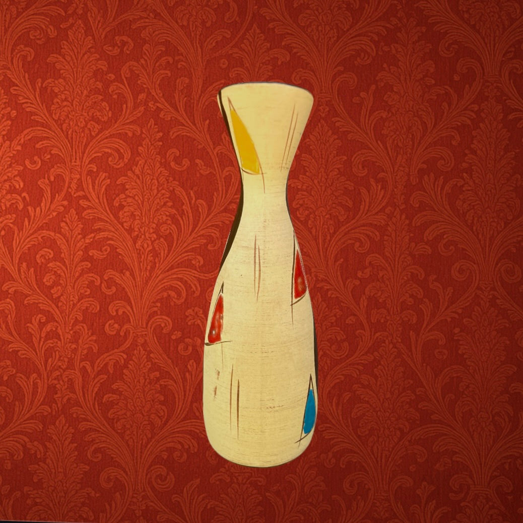 Vase Pichet Bay Keramik 243-25 Décor Kongo Polychrome - Fin des Années 50