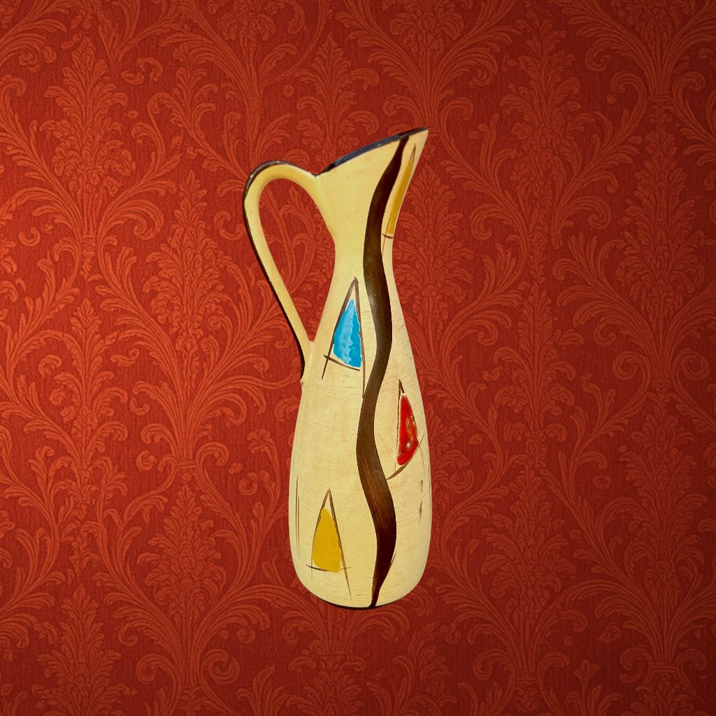 Vase Pichet Bay Keramik 243-25 Décor Kongo Polychrome - Fin des Années 50
