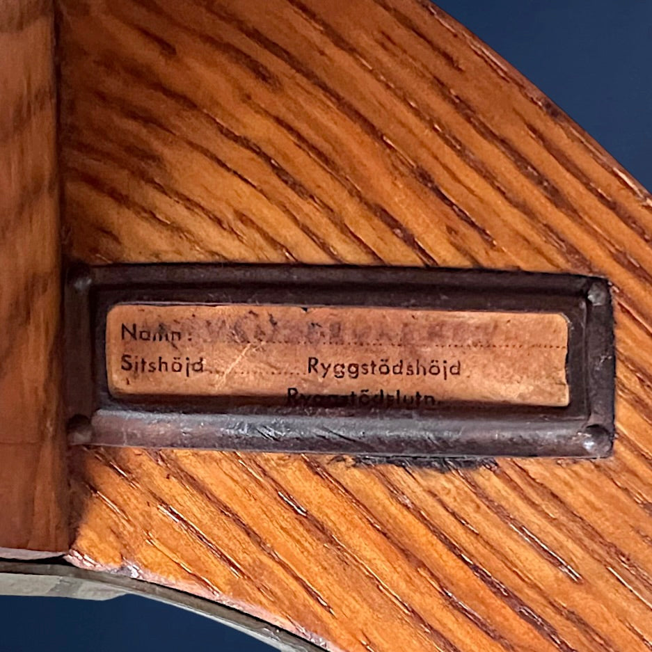 Chaise de Bureau Suédoise Réglable Åtvidabergs en Bois et Métal – Années 30-40
