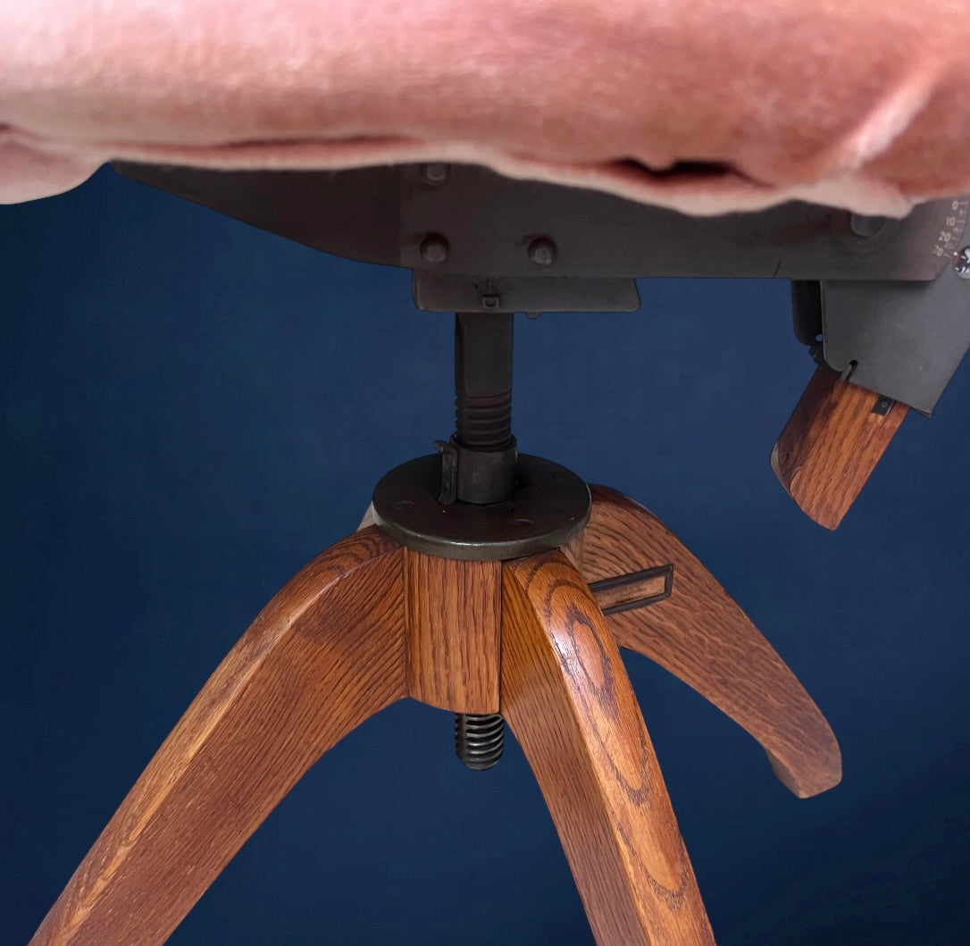 Chaise de Bureau Suédoise Réglable Åtvidabergs en Bois et Métal – Années 30-40