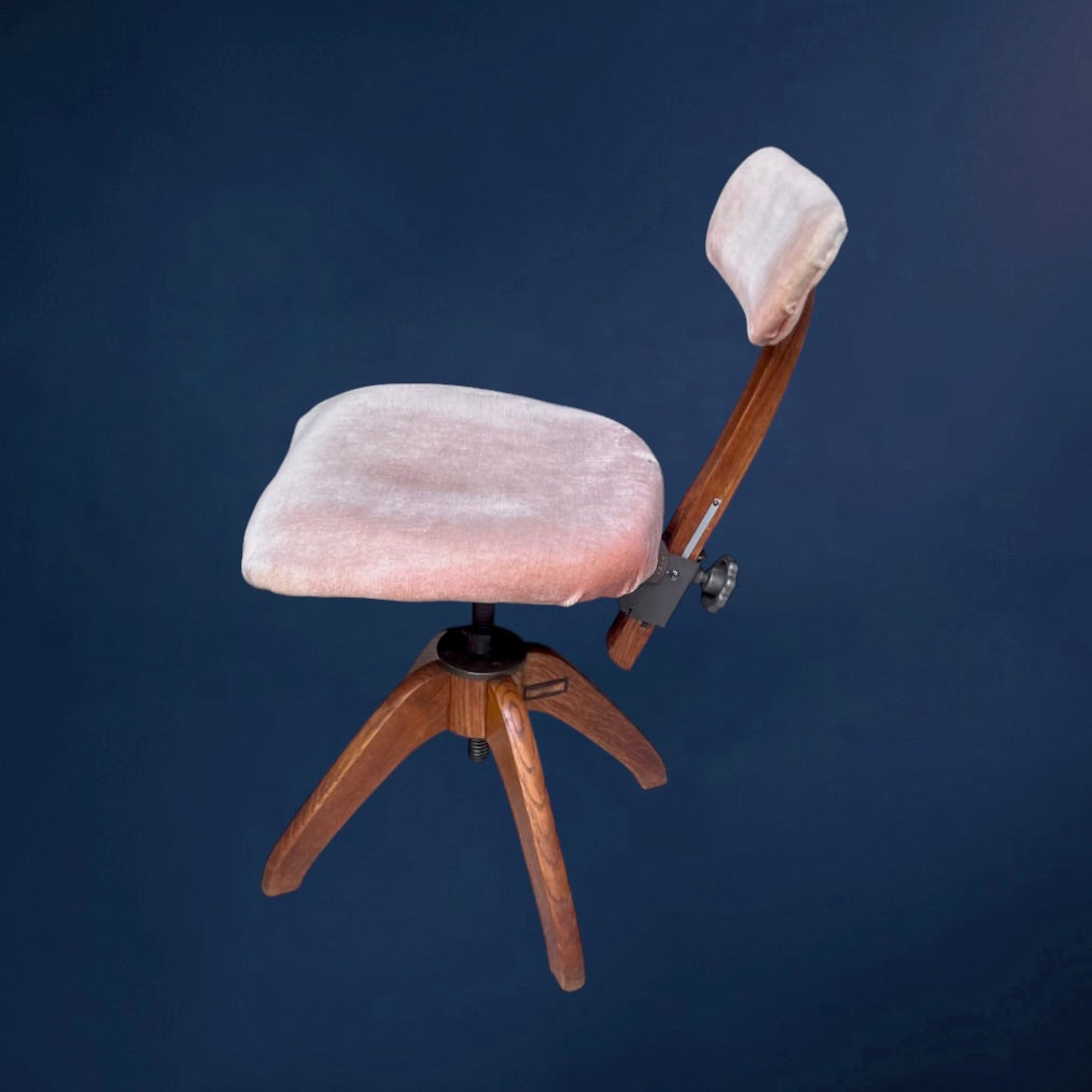 Chaise de Bureau Suédoise Réglable Åtvidabergs en Bois et Métal – Années 30-40