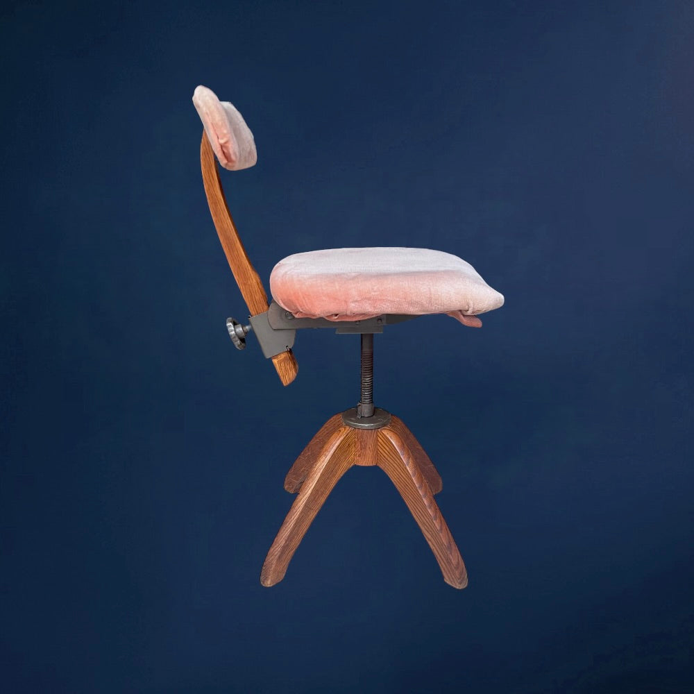 Chaise de Bureau Suédoise Réglable Åtvidabergs en Bois et Métal – Années 30-40