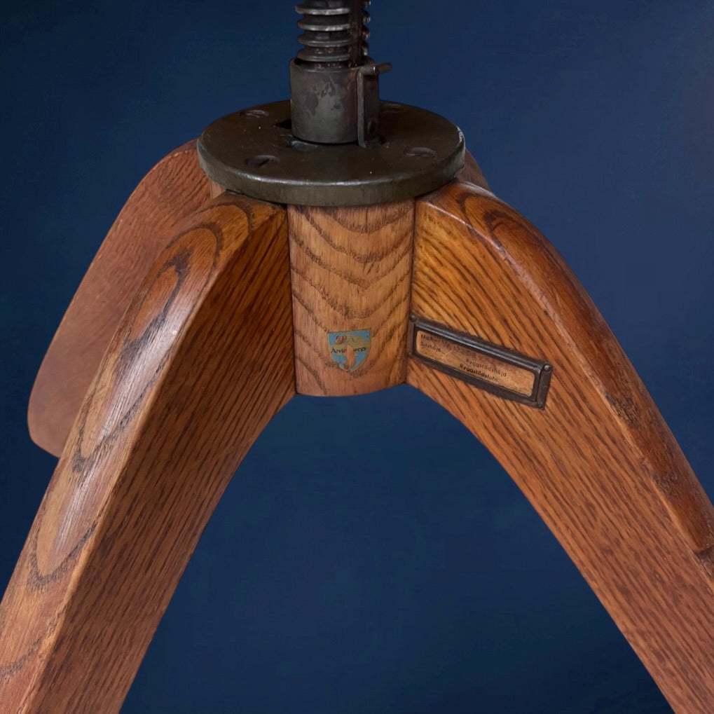 Chaise de Bureau Suédoise Réglable Åtvidabergs en Bois et Métal – Années 30-40