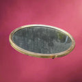 Plateau miroir rond ancien en laiton doré patiné – Art Déco -  Années 1920-1940