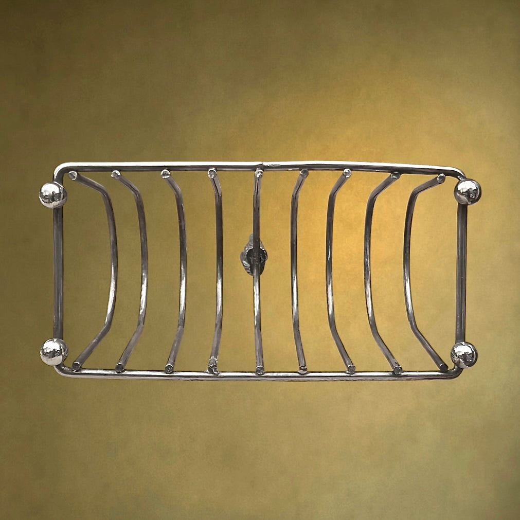 Porte-Toasts Ancien en Métal Argenté à Décor de Tulipes - Années 1950-60