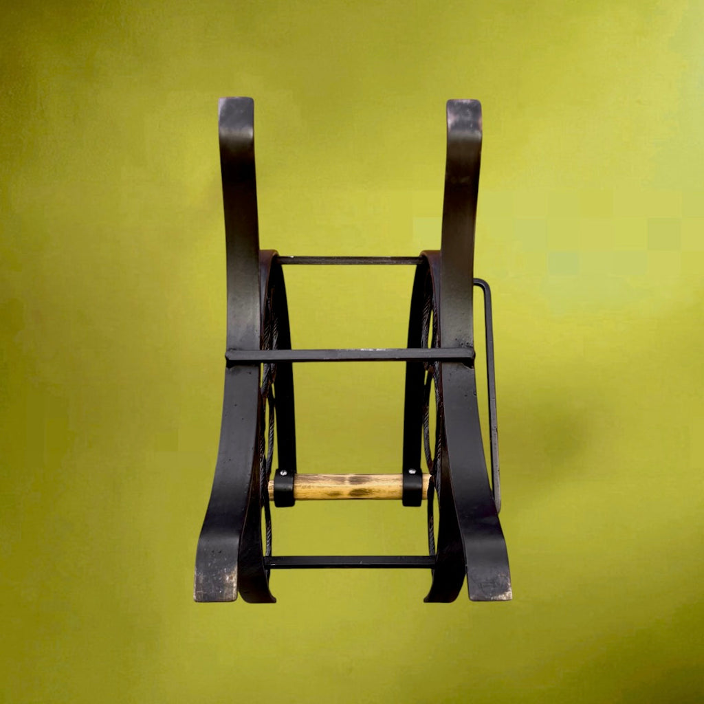 Porte-Bouteilles en Fer Forgé à Poignée en Bois pour 5 Bouteilles - Années 60-70