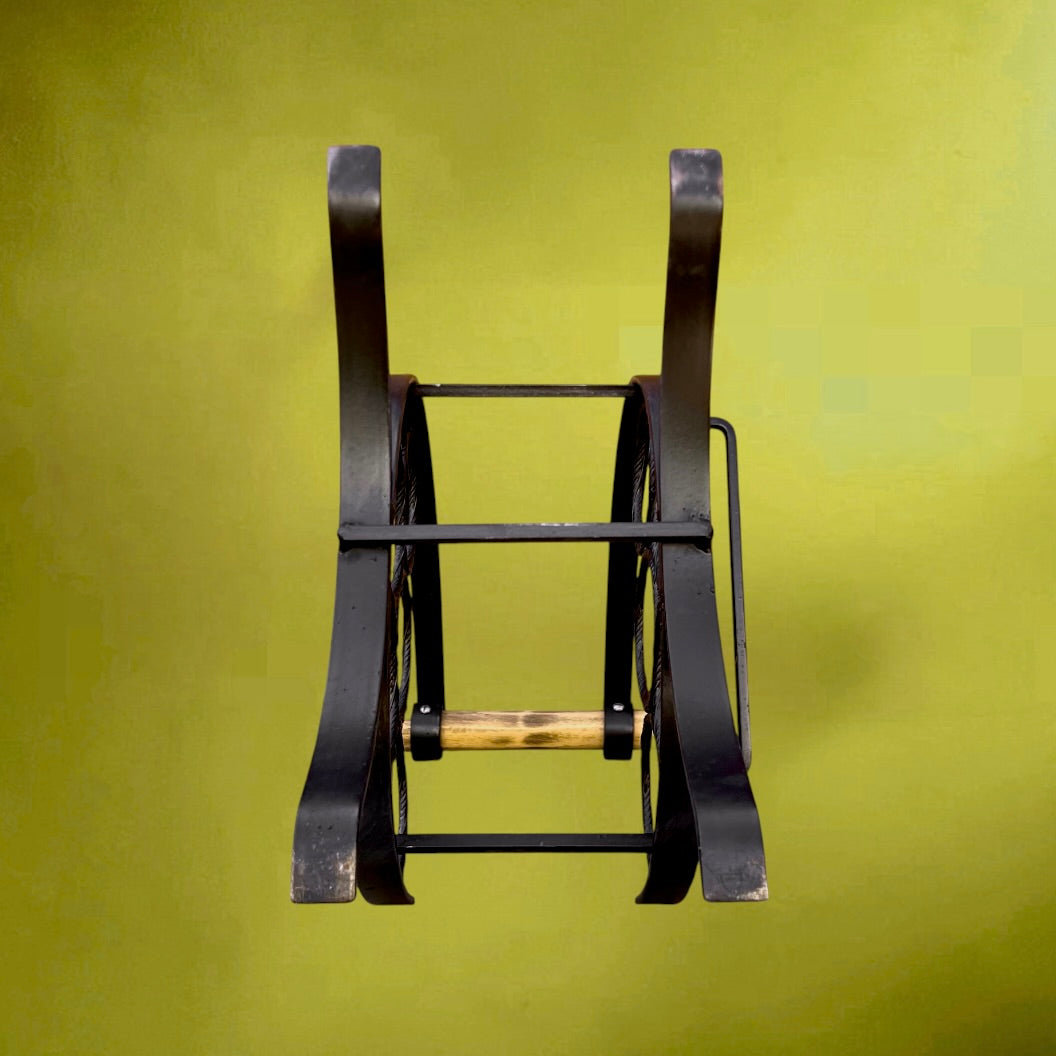 Porte-Bouteilles en Fer Forgé à Poignée en Bois pour 5 Bouteilles - Années 60-70