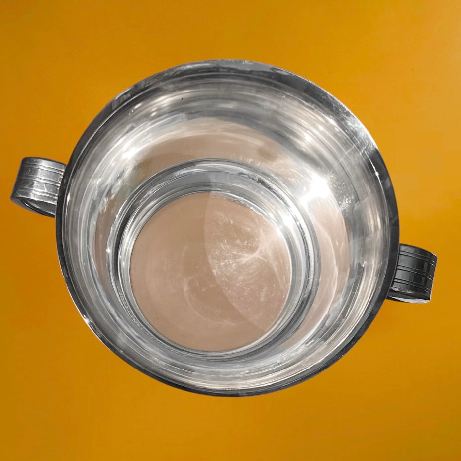 Seau à Champagne Art Déco en Métal Argenté Poinçonné 24 G - Années 30-40