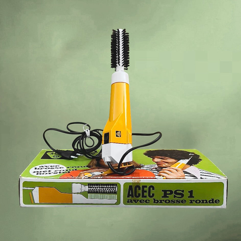 Brosse Soufflante Sèche-Cheveux ACEC PS1 400 W avec Boîte d’Origine – Années 70