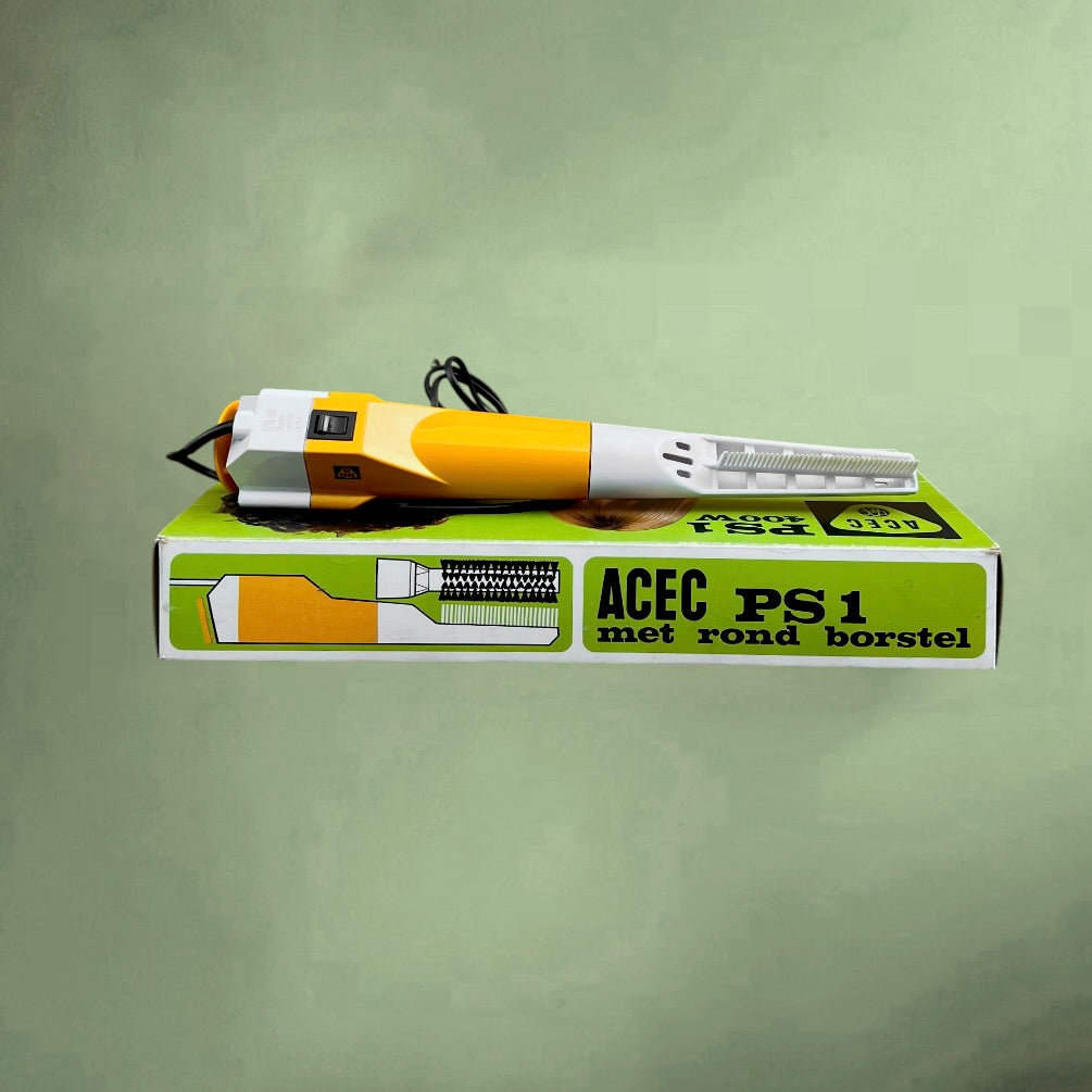 Brosse Soufflante Sèche-Cheveux ACEC PS1 400 W avec Boîte d’Origine – Années 70