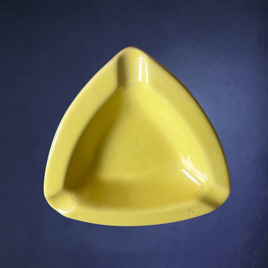 Cendrier Keralux Boch Frères en Faïence Jaune, Design Moderniste Belge – Années 50-60