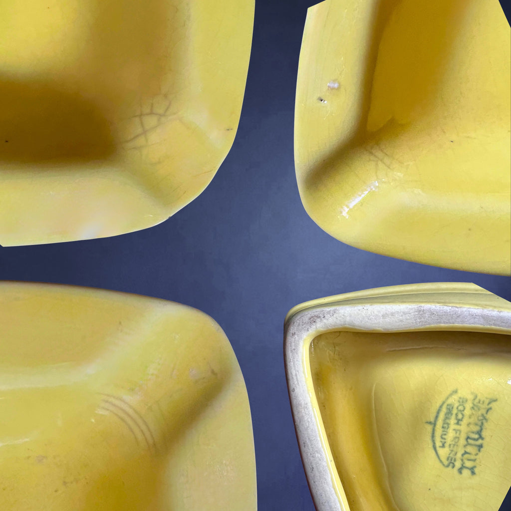 Cendrier Keralux Boch Frères en Faïence Jaune, Design Moderniste Belge – Années 50-60