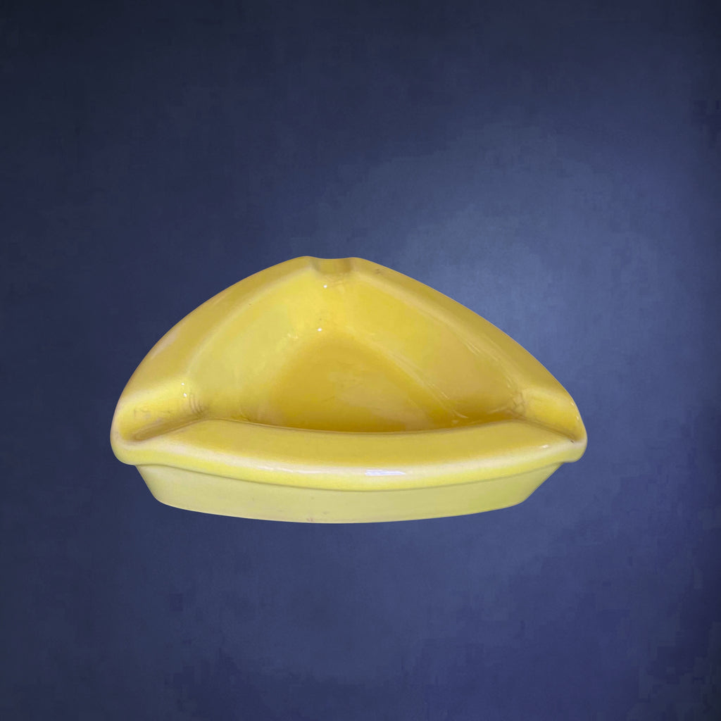 Cendrier Keralux Boch Frères en Faïence Jaune, Design Moderniste Belge – Années 50-60