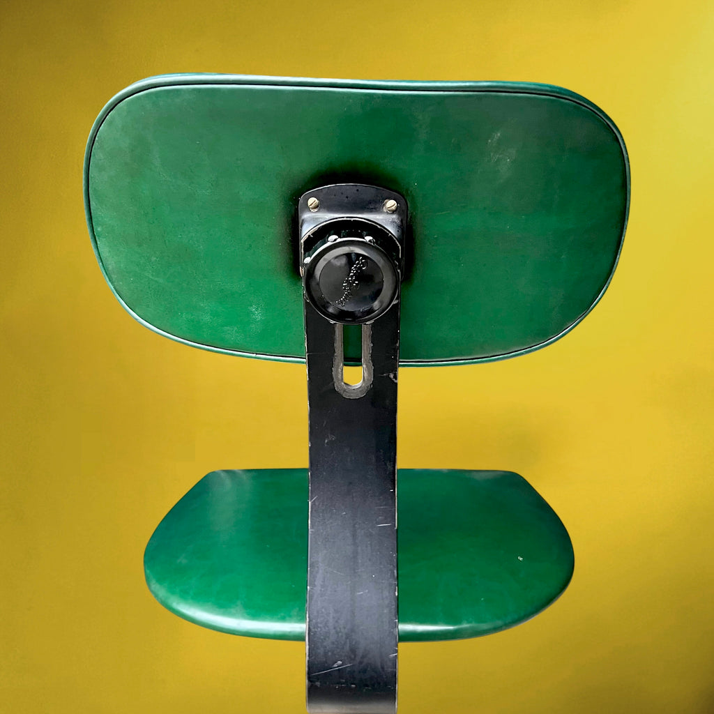 Chaise de Bureau Polster Gleich Klöber en Skaï Vert, Bois et Métal – Milieu du Siècle