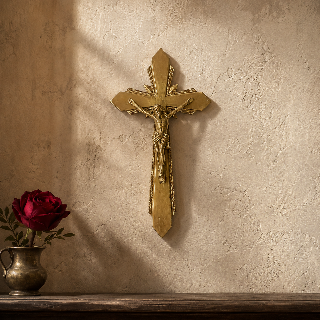 crucifix-mural-will-cuivre-massif-cisele-belgique-annees50