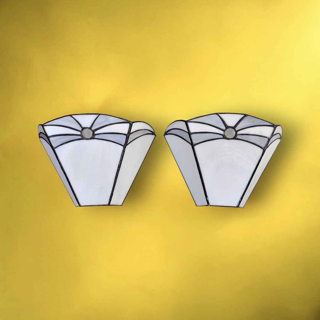 Paire d’Appliques Murales en Verre et Métal Style Tiffany - années 90