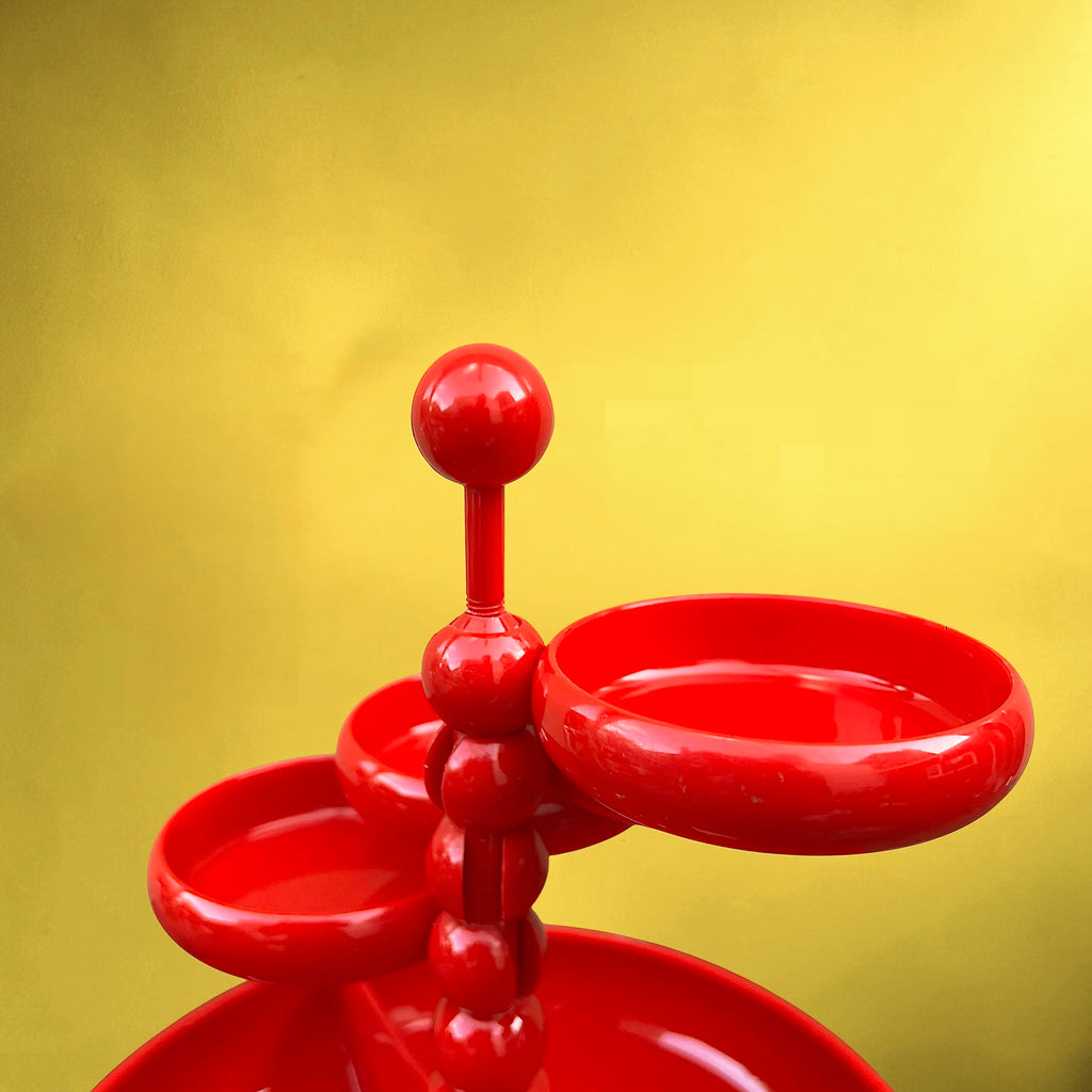 Présentoir Apéritif Emsa en Plastique Rouge à Coupelles Mobiles – Space Age, Années 70