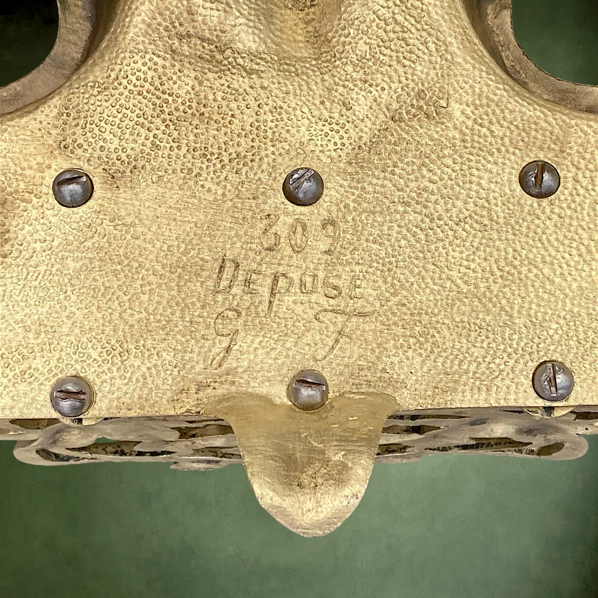 Encrier Double Porte-Courrier en Bronze à Décor de Mûres et Feuilles – Vers 1930