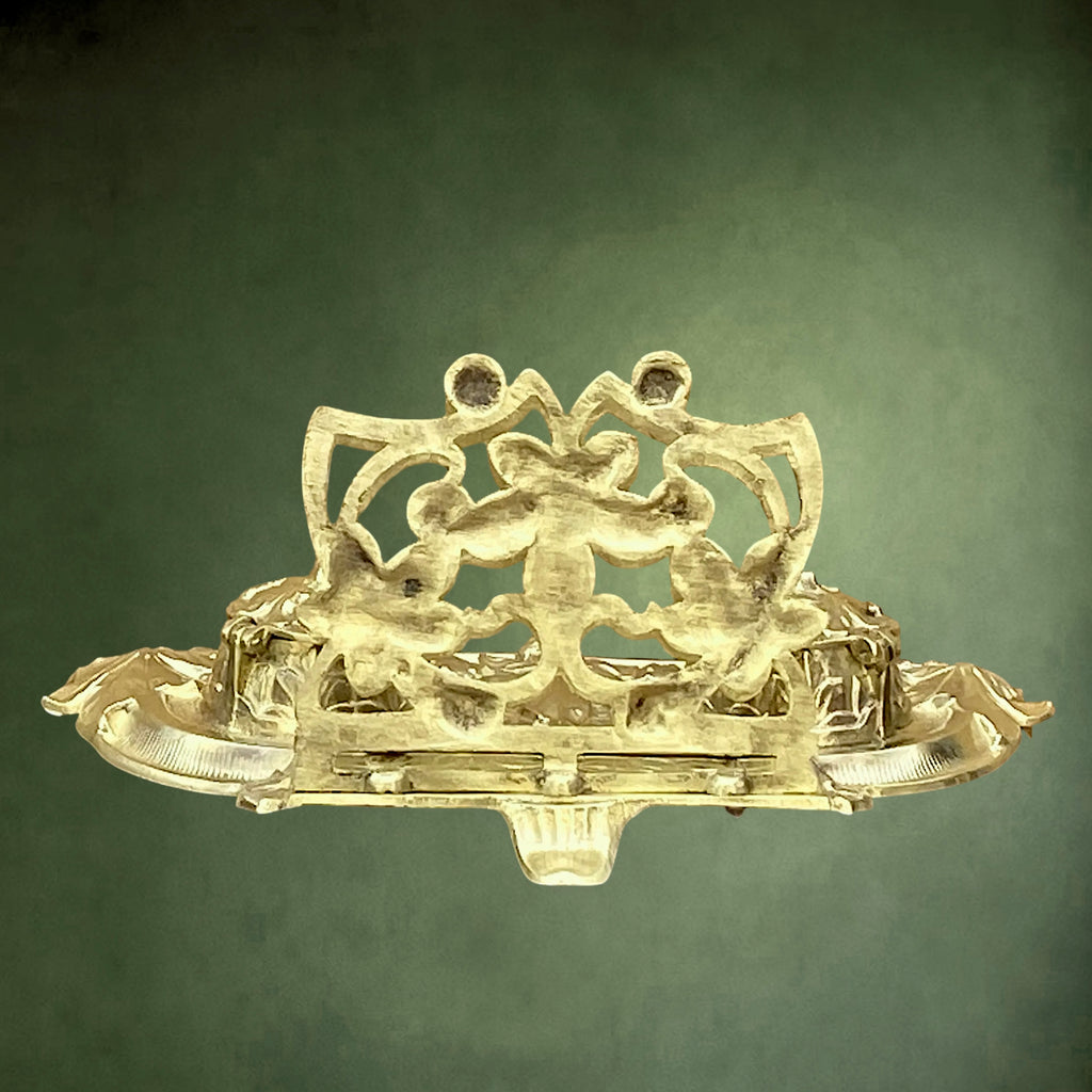 Encrier Double Porte-Courrier en Bronze à Décor de Mûres et Feuilles – Vers 1930
