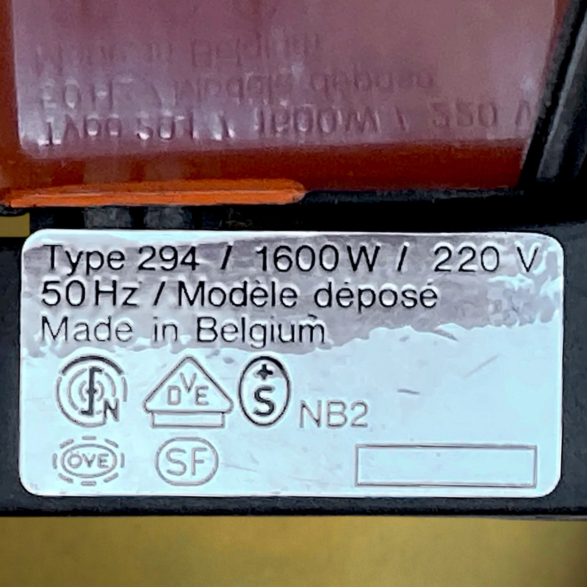 Grill Électrique NOVA Type 294 en Métal Orange et Bakélite Noire – Made in Belgium – Années 70