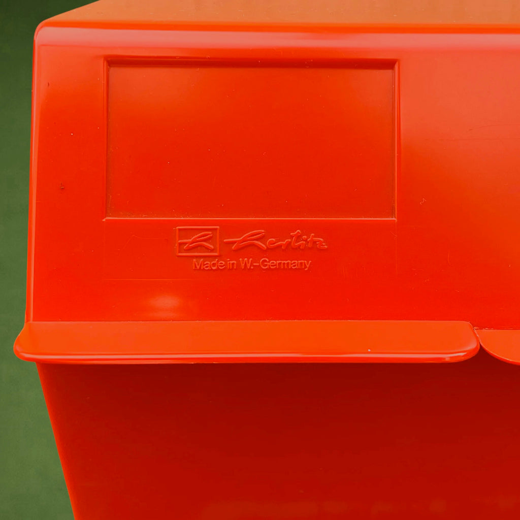 Boîte de Classement à Fiches Herlitz en Plastique Orange Rouge – Allemagne de l'Ouest, Années 70