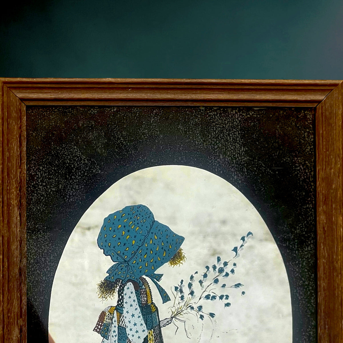 Miroir Sérigraphié Holly Hobbie en Cadre Bois – Années 1970