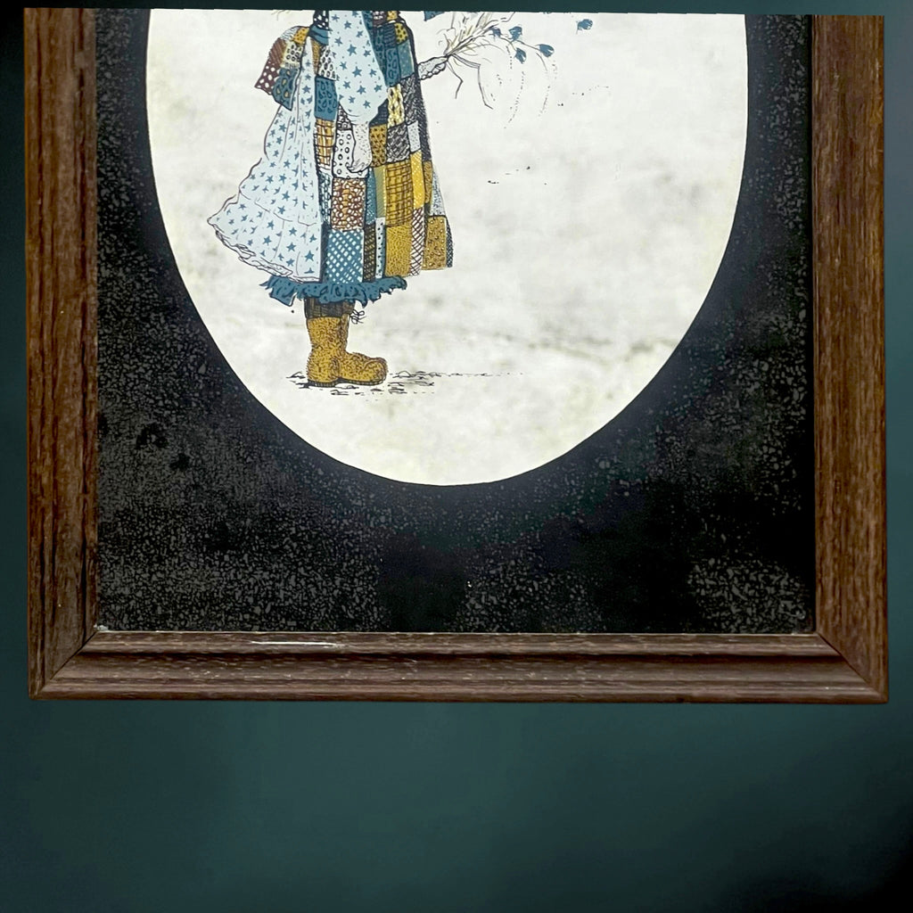 Miroir Sérigraphié Holly Hobbie en Cadre Bois – Années 1970