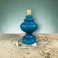 Pied de lampe vintage en céramique bleu canard – Années 60-70