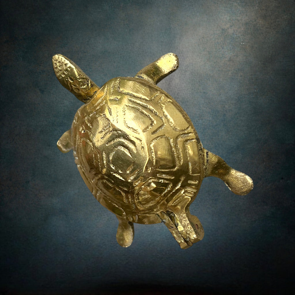 Petit Cendrier Tortue en Laiton Doré - Années 70