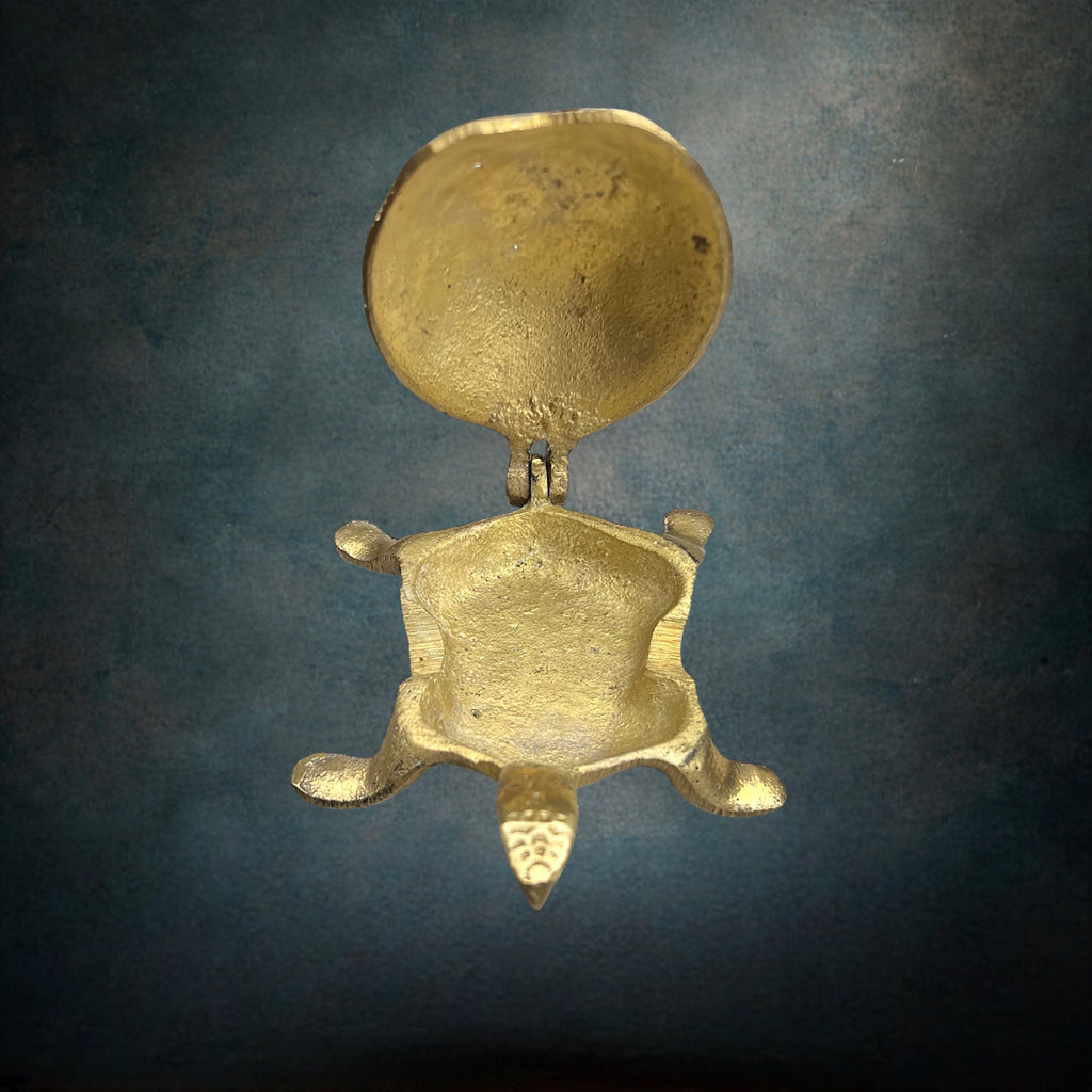 Petit Cendrier Tortue en Laiton Doré - Années 70