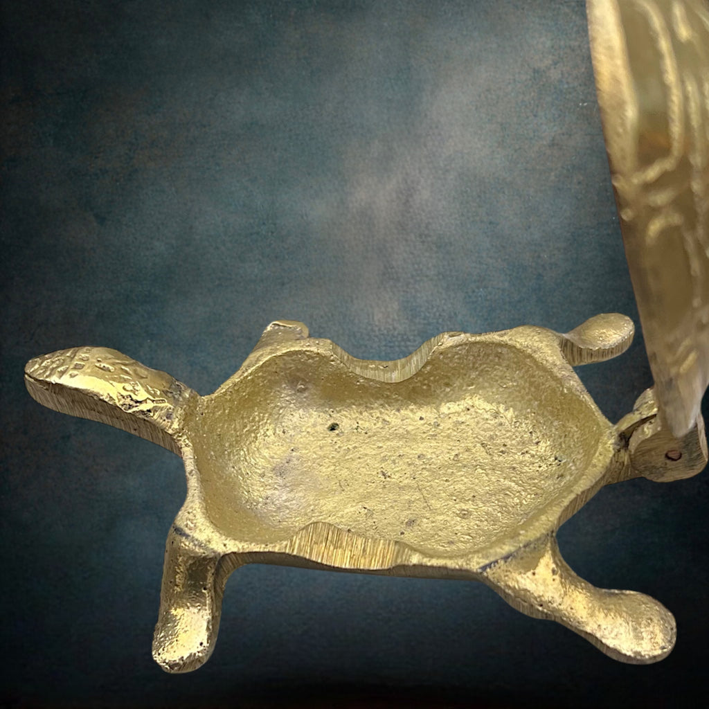 Petit Cendrier Tortue en Laiton Doré - Années 70