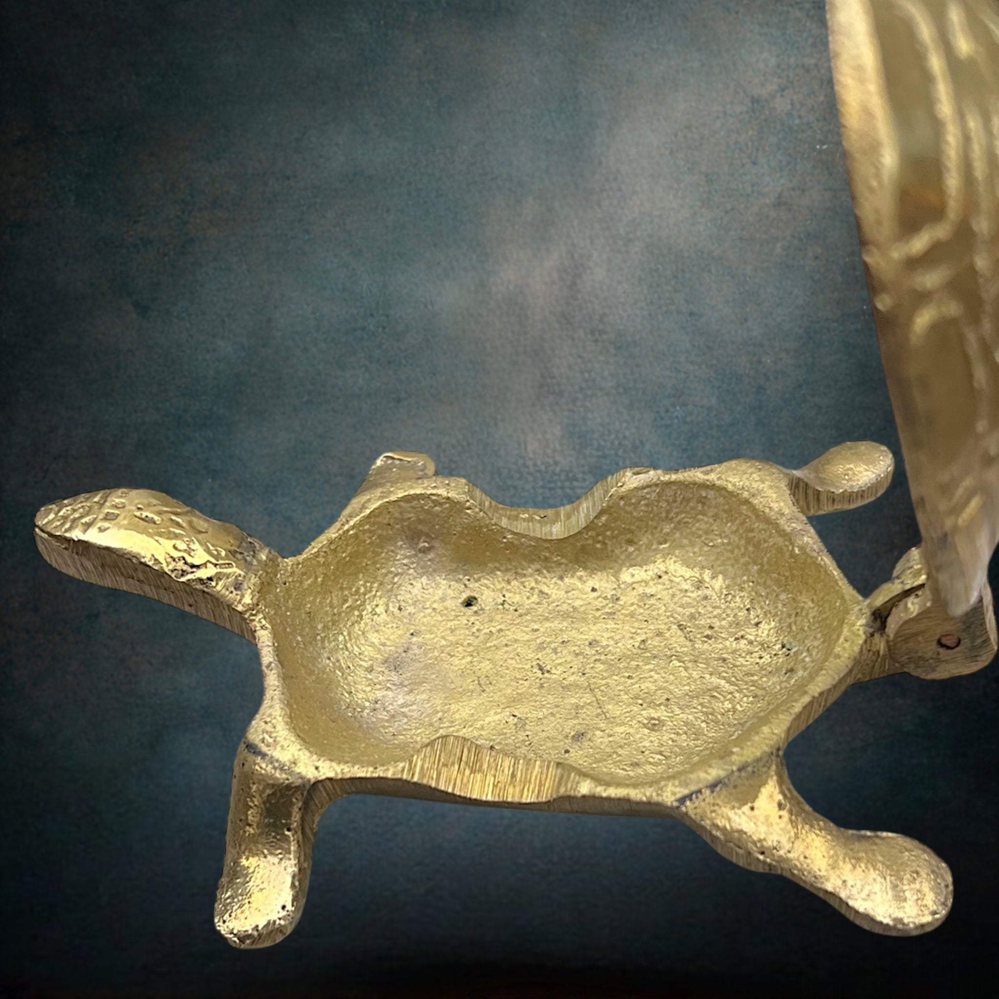 Petit Cendrier Tortue en Laiton Doré - Années 70