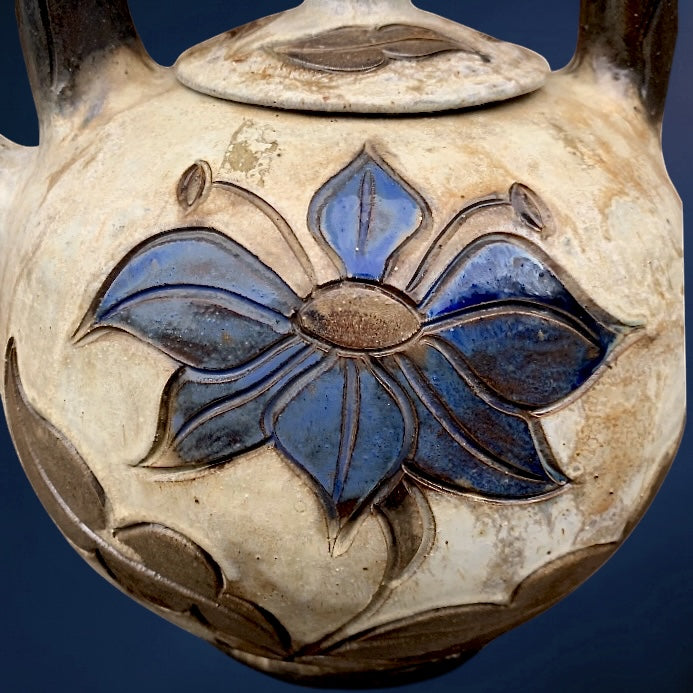 Grande Bouilloire Décorative En Grès Émaillé Signée Grégoire, Bouffioulx Belgique – 4 kg - Années 50