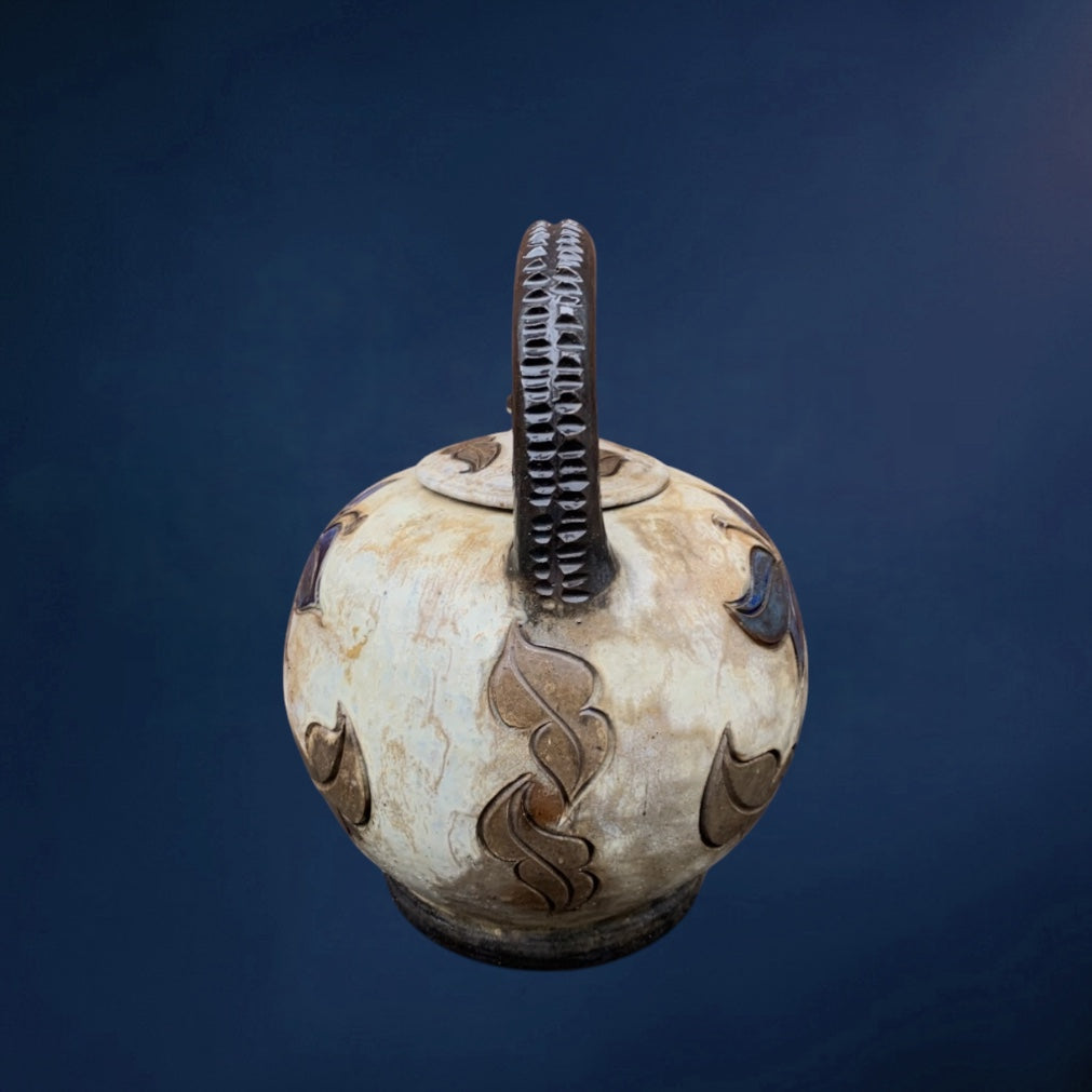 Grande Bouilloire Décorative En Grès Émaillé Signée Grégoire, Bouffioulx Belgique – 4 kg - Années 50