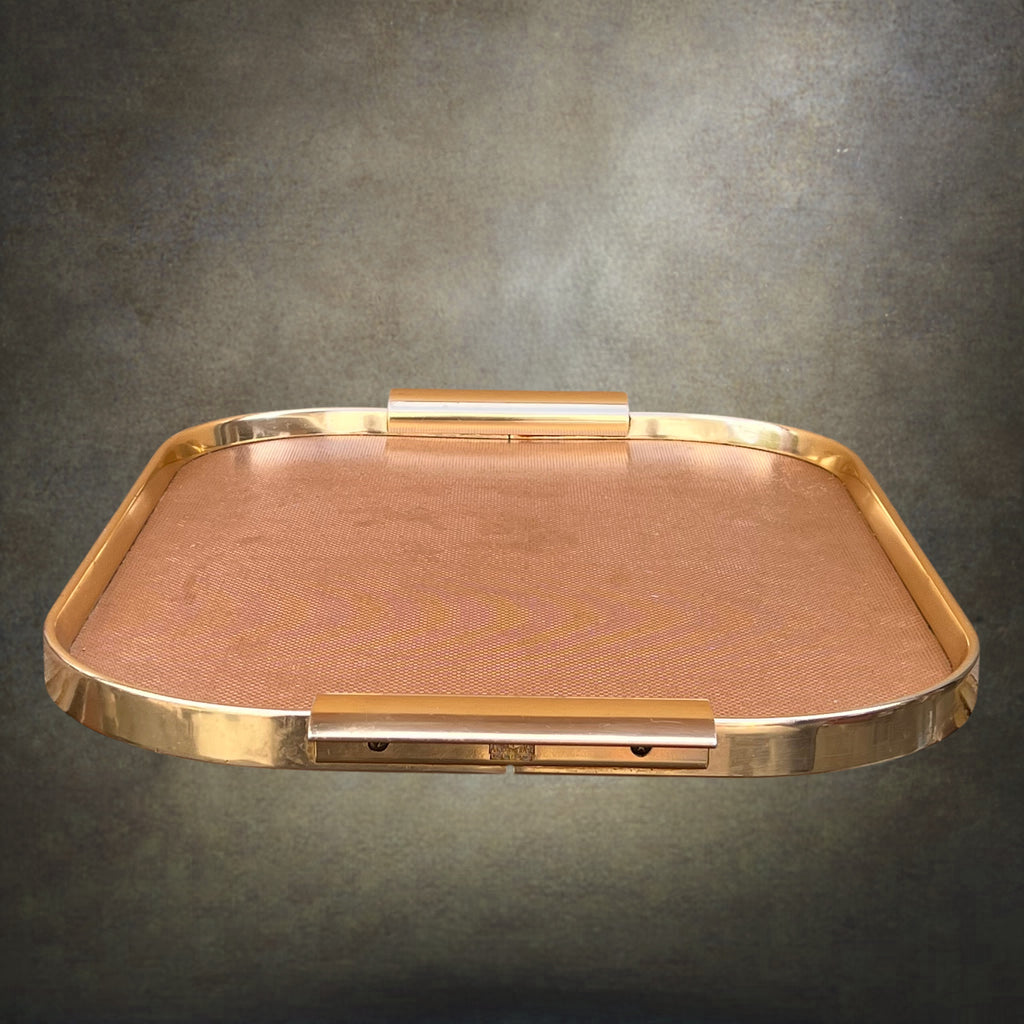 Plateau de Service Kaymet en Aluminium Anodisé Doré et Rose – Vers 1960