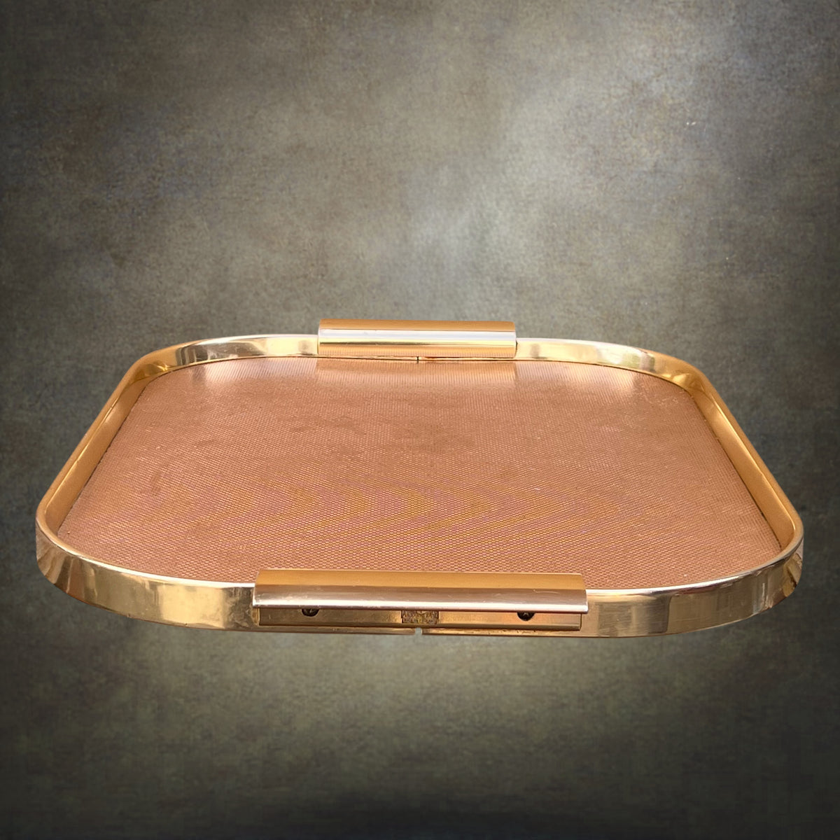 Plateau de Service Kaymet en Aluminium Anodisé Doré et Rose – Vers 1960