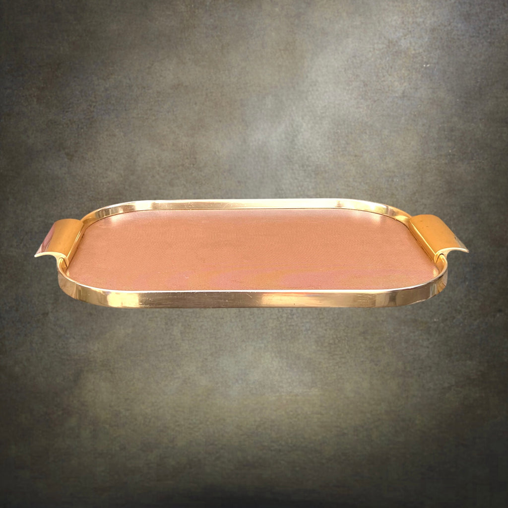 Plateau de Service Kaymet en Aluminium Anodisé Doré et Rose – Vers 1960