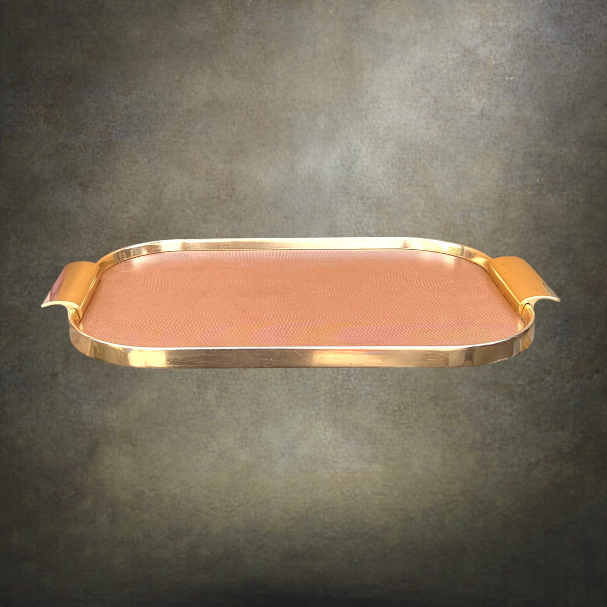 Plateau de Service Kaymet en Aluminium Anodisé Doré et Rose – Vers 1960